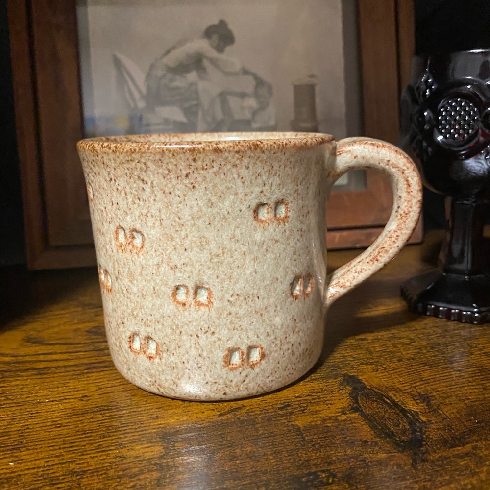 Rustic Ceramic Mug with Embossed Design - Picture 3 of 7